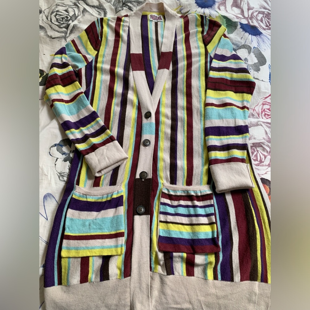 Striped Multi-Color Long Cardigan - Vibrant Stripes